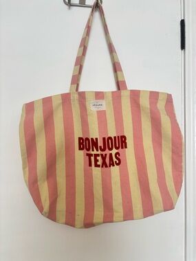 Sézane 'Bonjour Texas' Pink & Yellow Stripe Tote